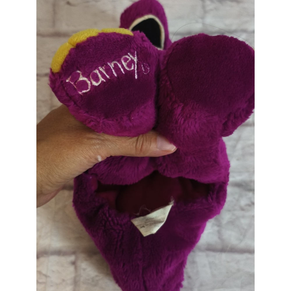 1992 BARNEY Puppet Purple Dinosaur Stuffed Animal 13" Plush Lyons Golden Bear - Picture 6 of 12